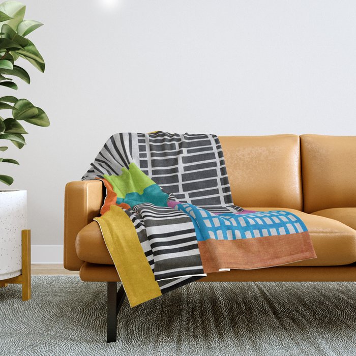 Colorful Patchwork Design Artwork Throw Blanket Gallery Image 1