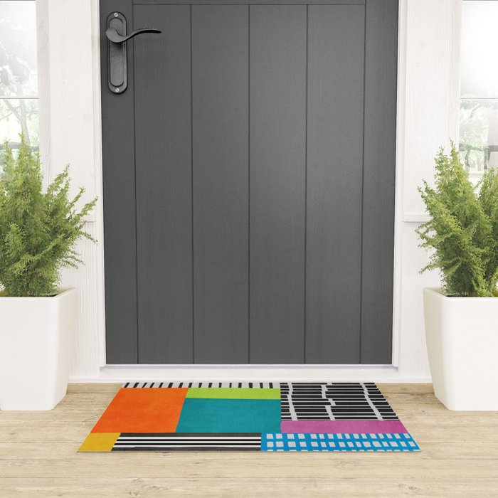 Colorful Patchwork Design Artwork Welcome Mat Gallery Image 3