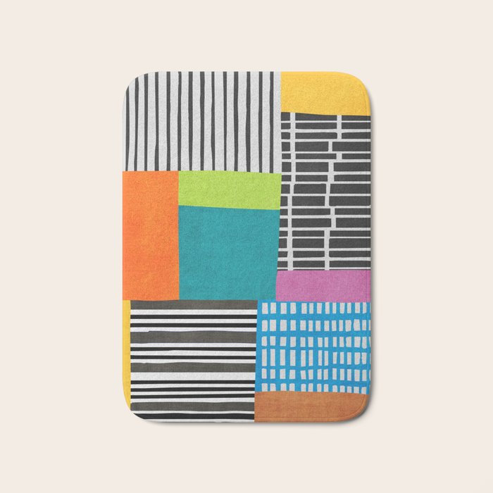 Colorful Patchwork Design Artwork Bath Mat Gallery Image 1