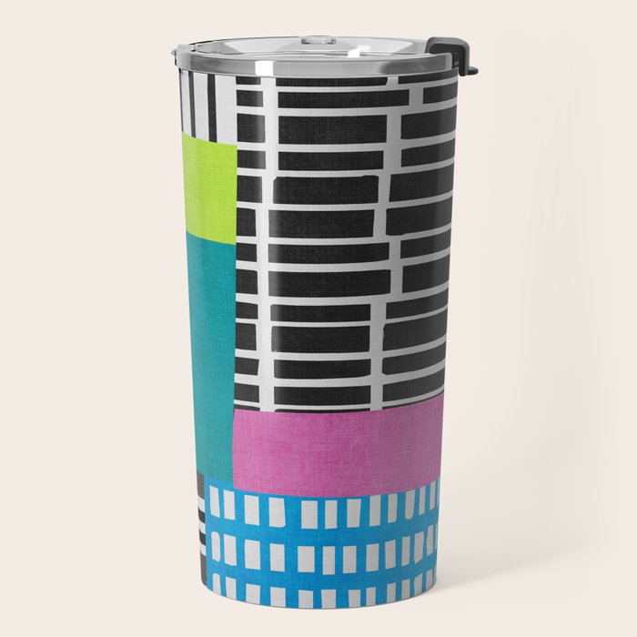 Colorful Patchwork Design Artwork Travel Mug Gallery Image 2
