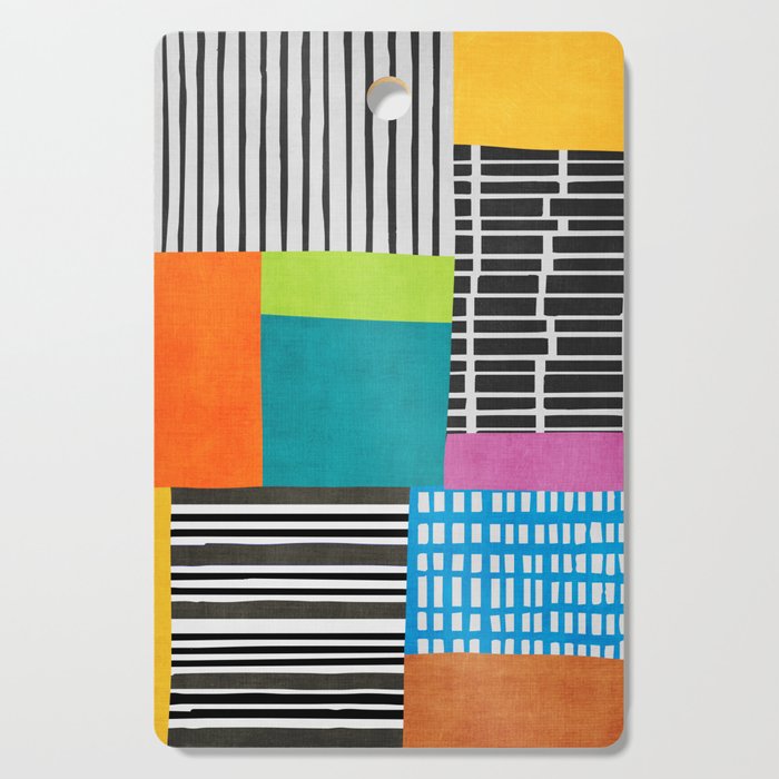 Colorful Patchwork Design Artwork Cutting Board Gallery Image 1