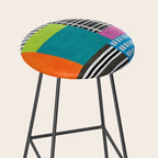 Colorful Patchwork Design Artwork Stool Gallery Image 2