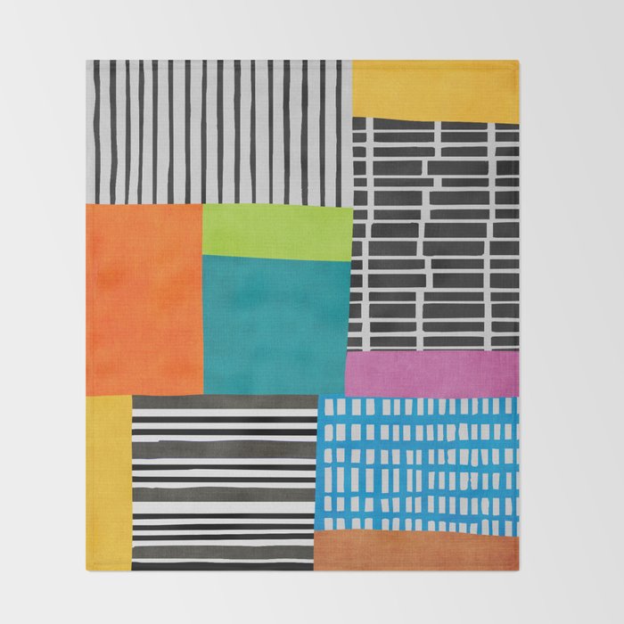 Colorful Patchwork Design Artwork Throw Blanket Gallery Image 2