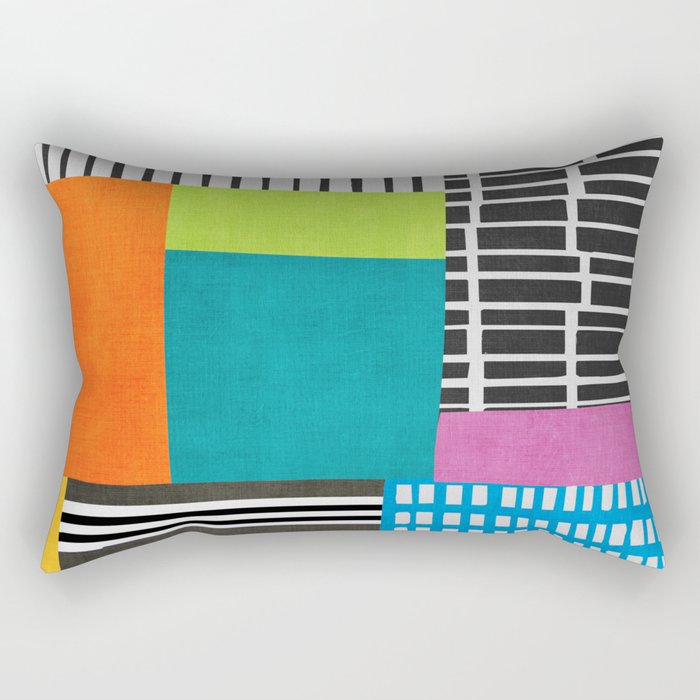 Colorful Patchwork Design Artwork Rectangular Pillow Gallery Image 1
