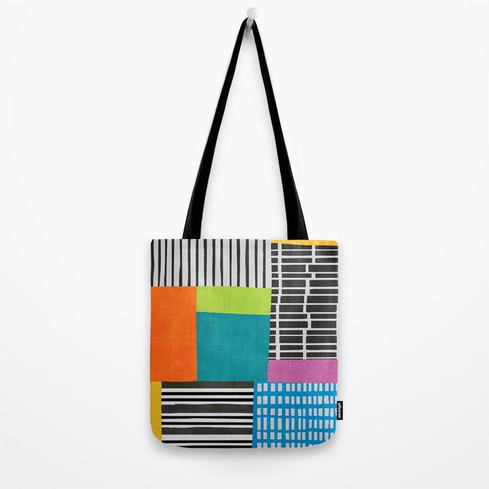 Colorful Patchwork Design Artwork Tote Bag Gallery Image 2