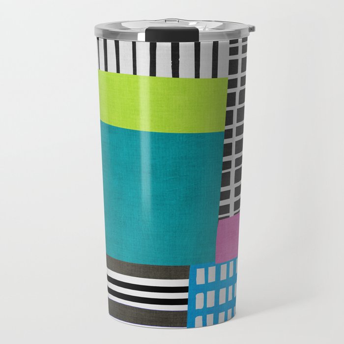 Colorful Patchwork Design Artwork Travel Mug Gallery Image 1