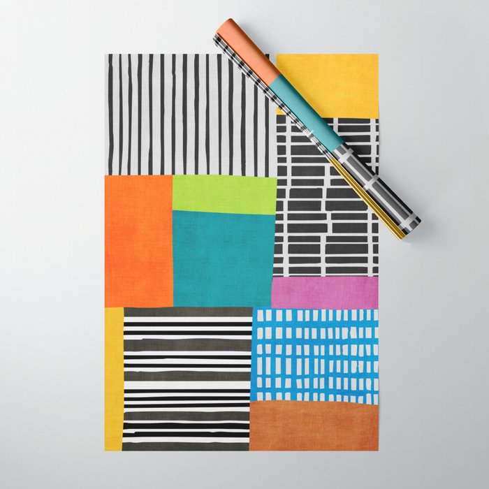 Colorful Patchwork Design Artwork Wrapping Paper Gallery Image 1
