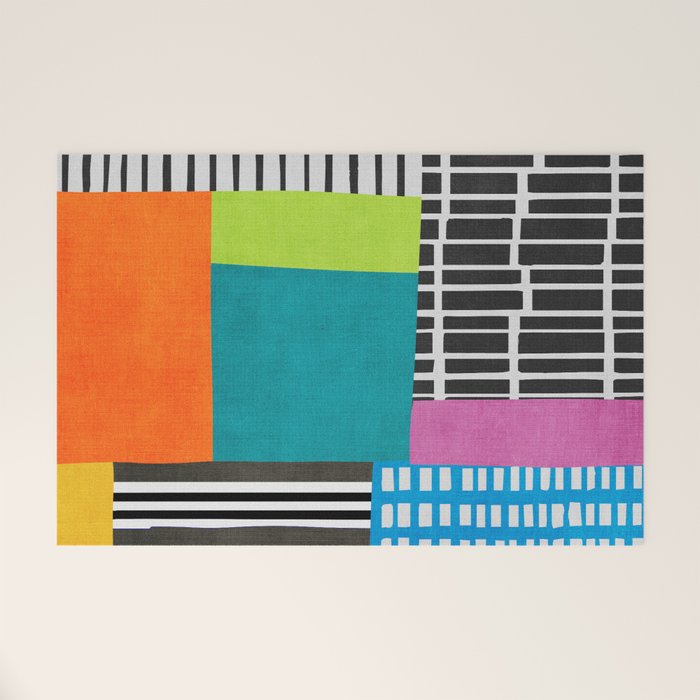 Colorful Patchwork Design Artwork Welcome Mat Gallery Image 1