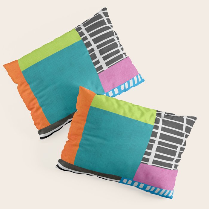 Colorful Patchwork Design Artwork Pillow Sham Gallery Image 1
