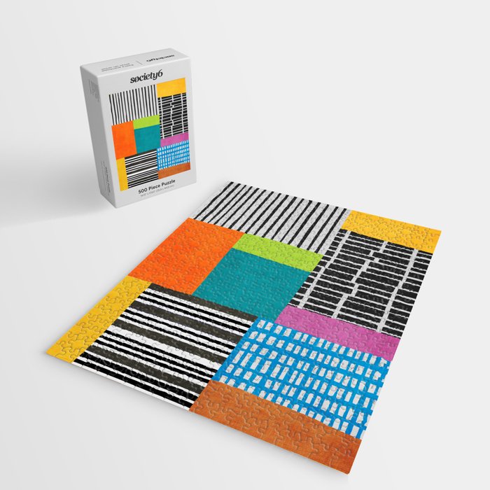 Colorful Patchwork Design Artwork Jigsaw Puzzle Gallery Image 2