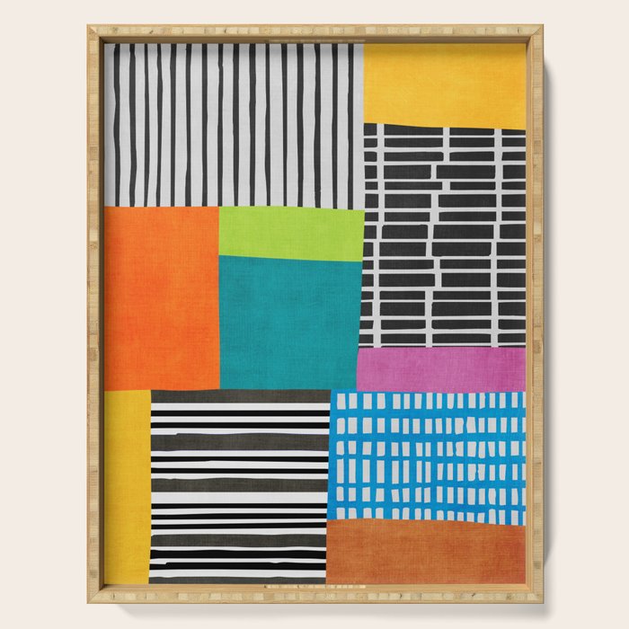 Colorful Patchwork Design Artwork Serving Tray Gallery Image 1