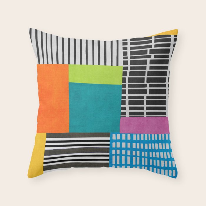 Colorful Patchwork Design Artwork Throw Pillow Gallery Image 1