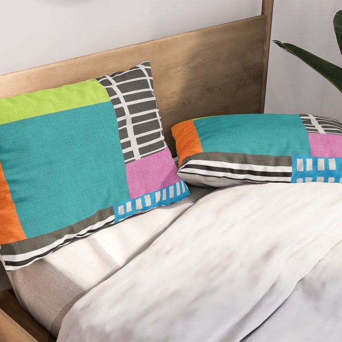 Colorful Patchwork Design Artwork Pillow Sham Gallery Image 2