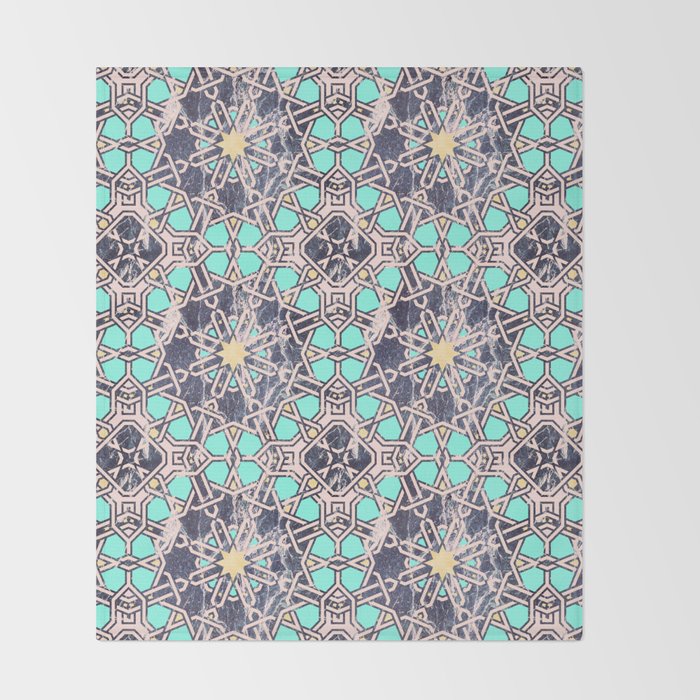 Mosaic moroccan tile B Throw Blanket Gallery Image 2
