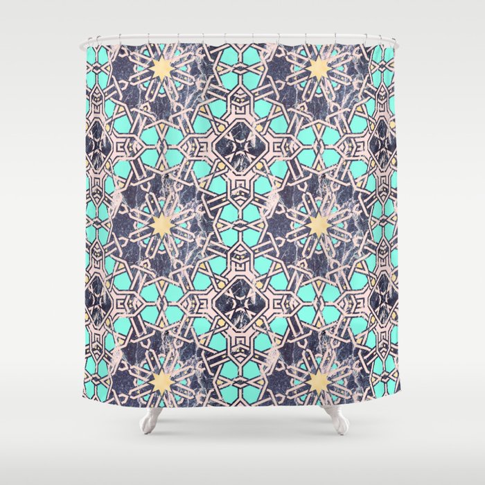 Mosaic moroccan tile B Shower Curtain Gallery Image 1