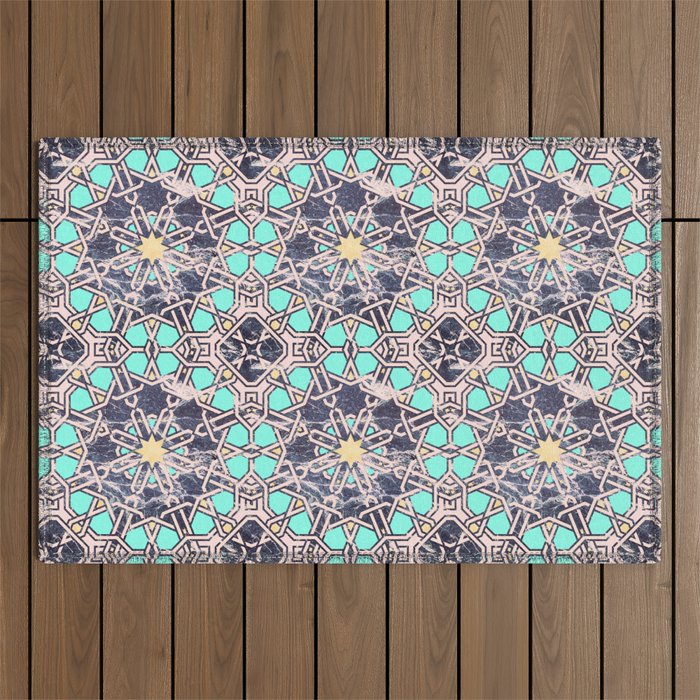 Mosaic moroccan tile B Outdoor Rug Gallery Image 1