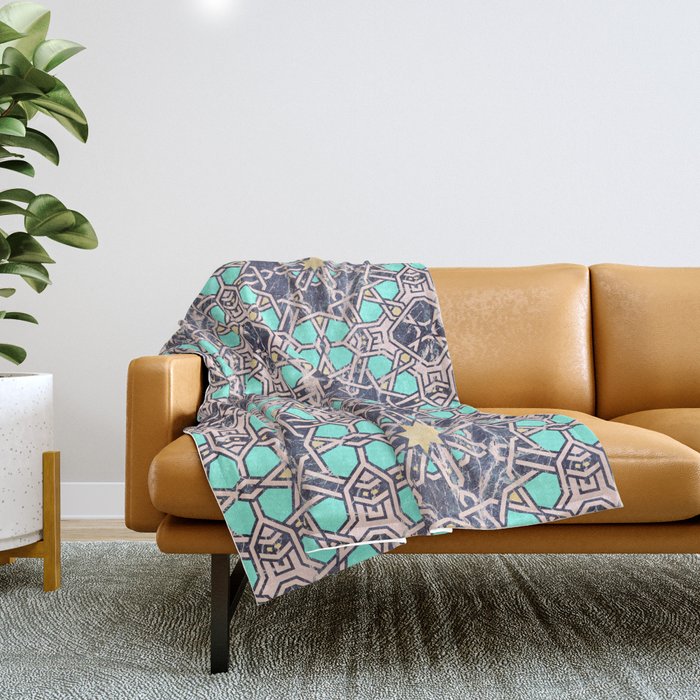 Mosaic moroccan tile B Throw Blanket Gallery Image 1