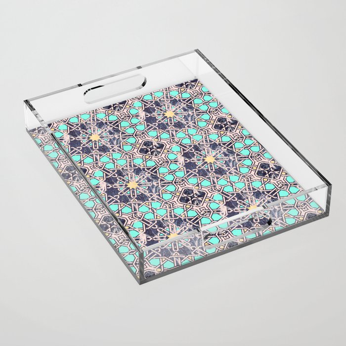 Mosaic moroccan tile B Acrylic Tray Gallery Image 1
