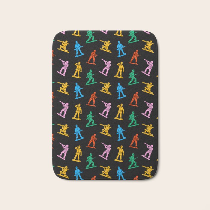 Colorful toy soldier doodle art pattern Bath Mat Gallery Image 1