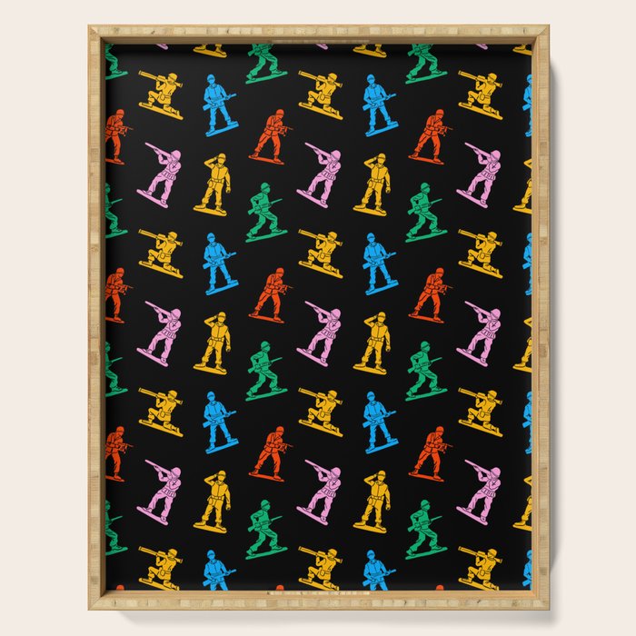 Colorful toy soldier doodle art pattern Serving Tray Gallery Image 1