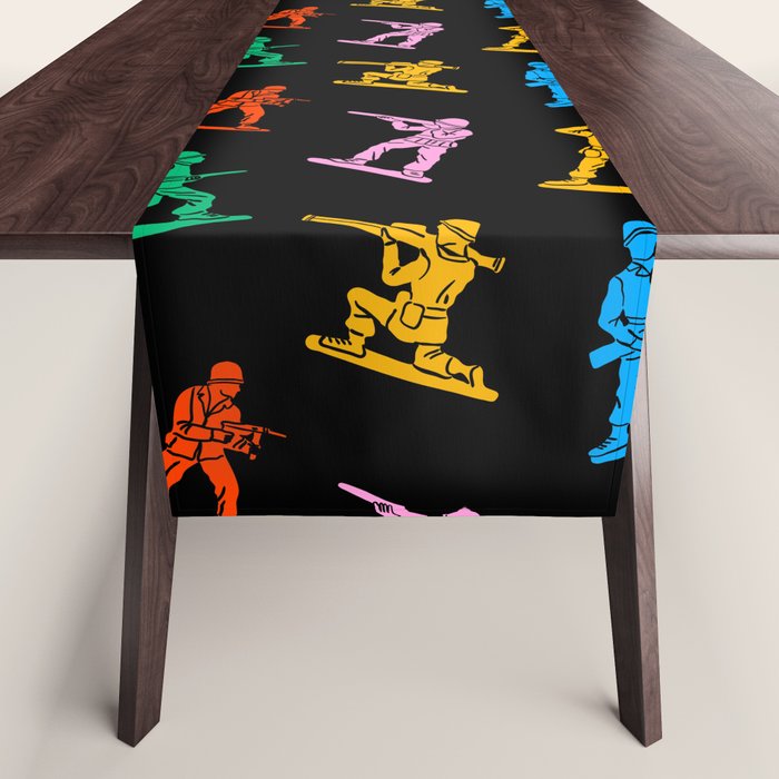 Colorful toy soldier doodle art pattern Table Runner Gallery Image 1