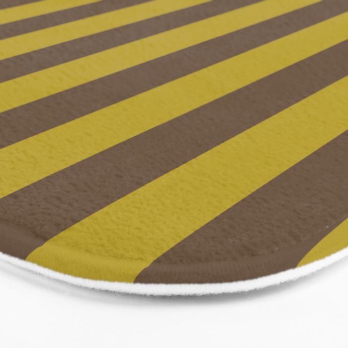 Vintage Moss and Coffee Stripes Bath Mat Gallery Image 3
