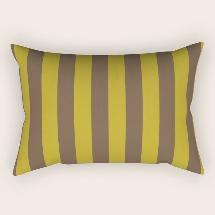 Vintage Moss and Coffee Stripes Rectangular Pillow Gallery Image 2