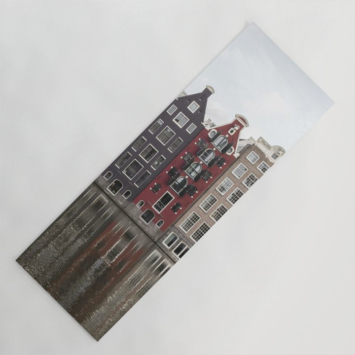 Buildings In Amsterdam City Picture | Dutch Canals Colorful Architecture Art Print | Europe Travel Photography Yoga Mat Gallery Image 1