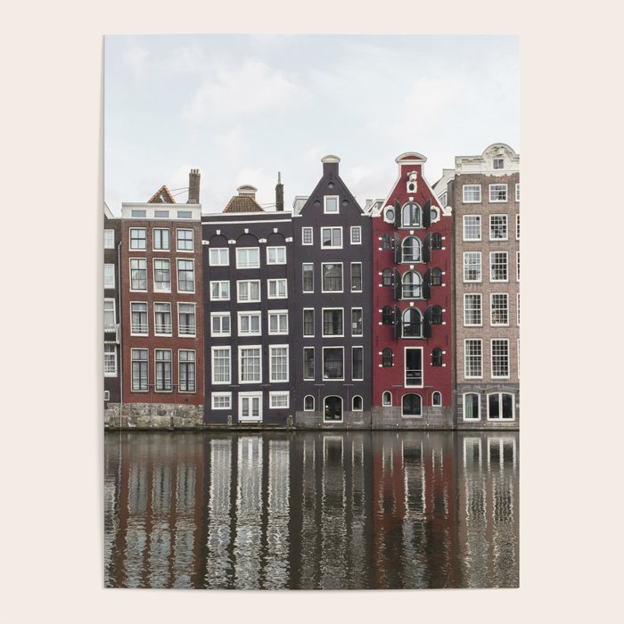 Buildings In Amsterdam City Picture | Dutch Canals Colorful Architecture Art Print | Europe Travel Photography Poster Gallery Image 1