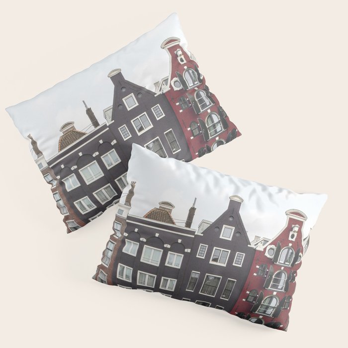 Buildings In Amsterdam City Picture | Dutch Canals Colorful Architecture Art Print | Europe Travel Photography Pillow Sham Gallery Image 3