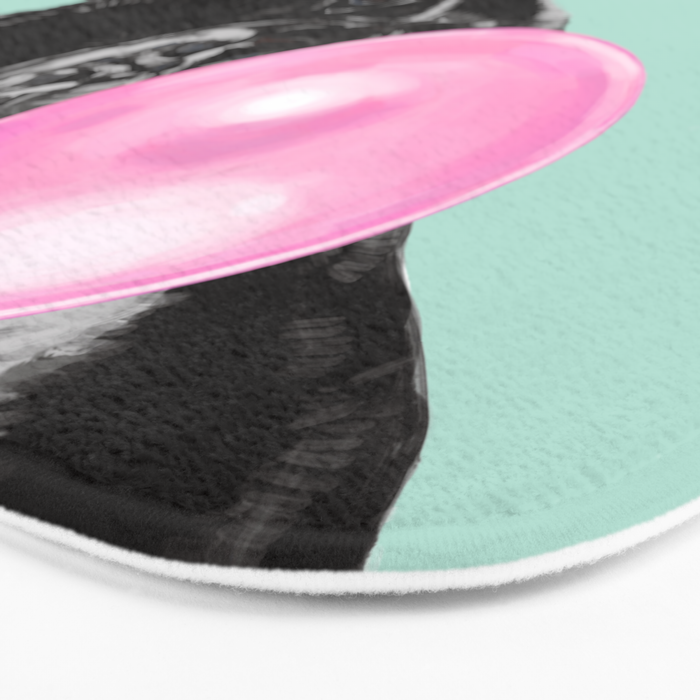 Bubble Gum Sneaky French Bulldog in Green Bath Mat Gallery Image 3