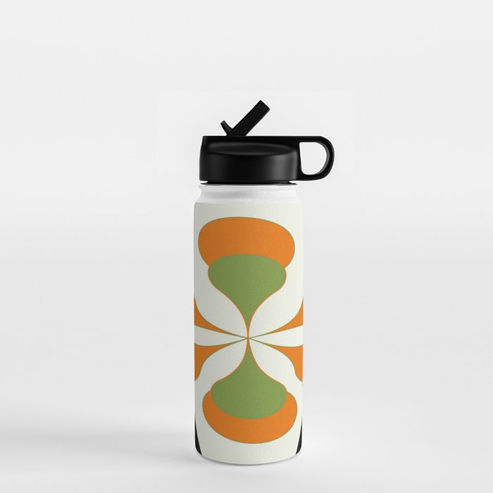 Mid-Century Modern Art 1.4 - Green & Orange Flower Water Bottle Gallery Image 1