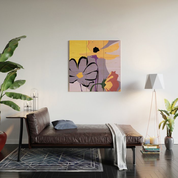 Modern Abstract Art Flowers 16 Wood Wall Art Gallery Image 2