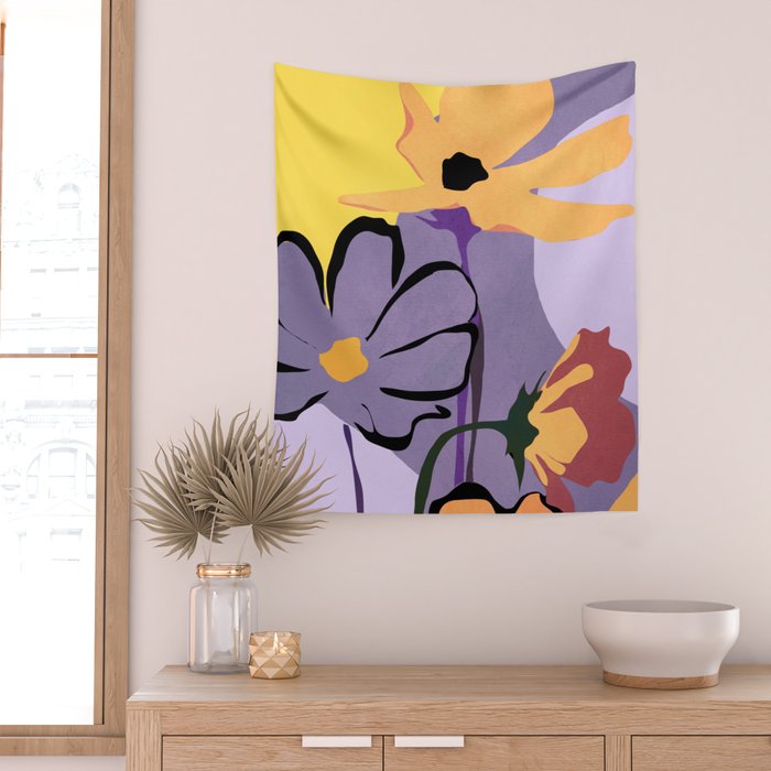 Modern Abstract Art Flowers 16 Wall Tapestry Gallery Image 2