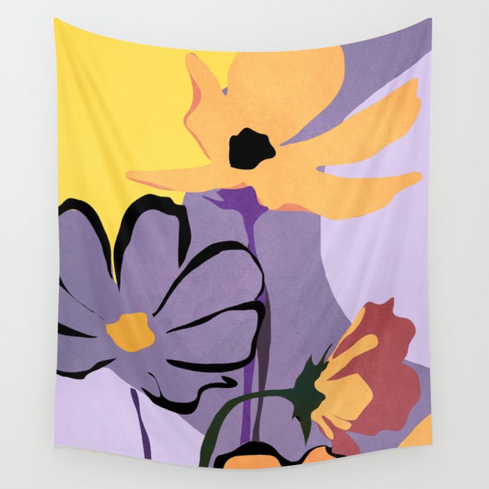 Modern Abstract Art Flowers 16 Wall Tapestry Gallery Image 4