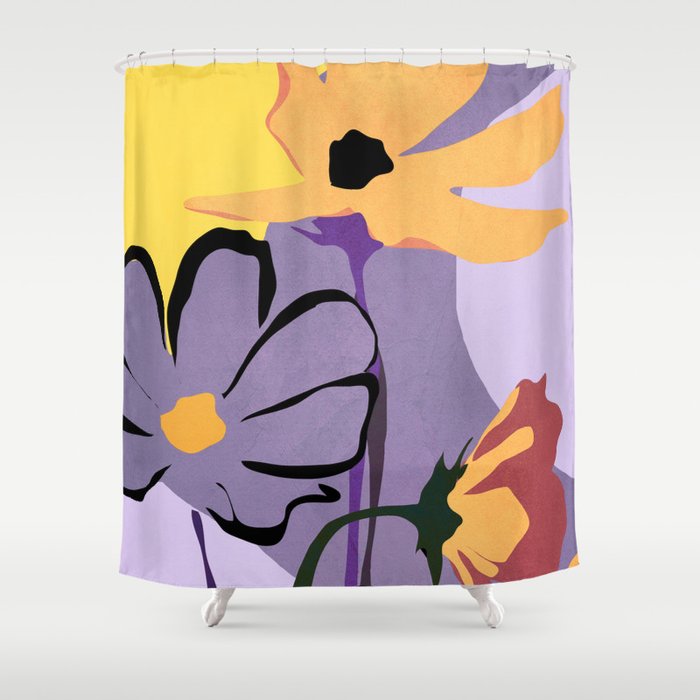 Modern Abstract Art Flowers 16 Shower Curtain Gallery Image 1