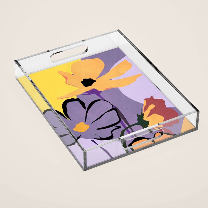 Modern Abstract Art Flowers 16 Acrylic Tray Gallery Image 1