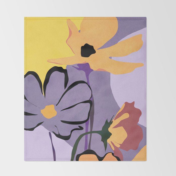 Modern Abstract Art Flowers 16 Throw Blanket Gallery Image 2