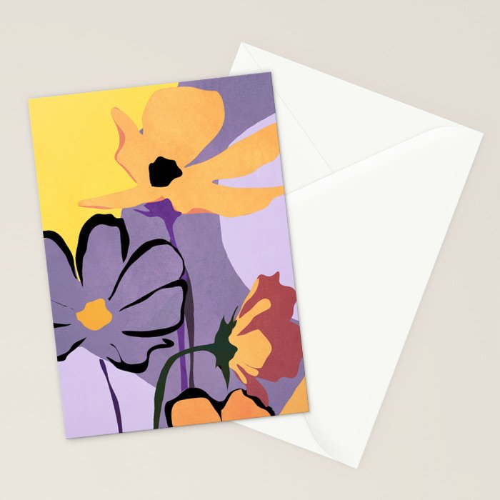 Modern Abstract Art Flowers 16 Stationery Card Gallery Image 2