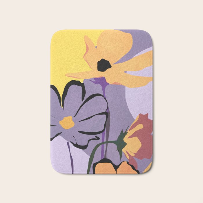 Modern Abstract Art Flowers 16 Bath Mat Gallery Image 1