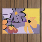 Modern Abstract Art Flowers 16 Outdoor Rug Gallery Image 1