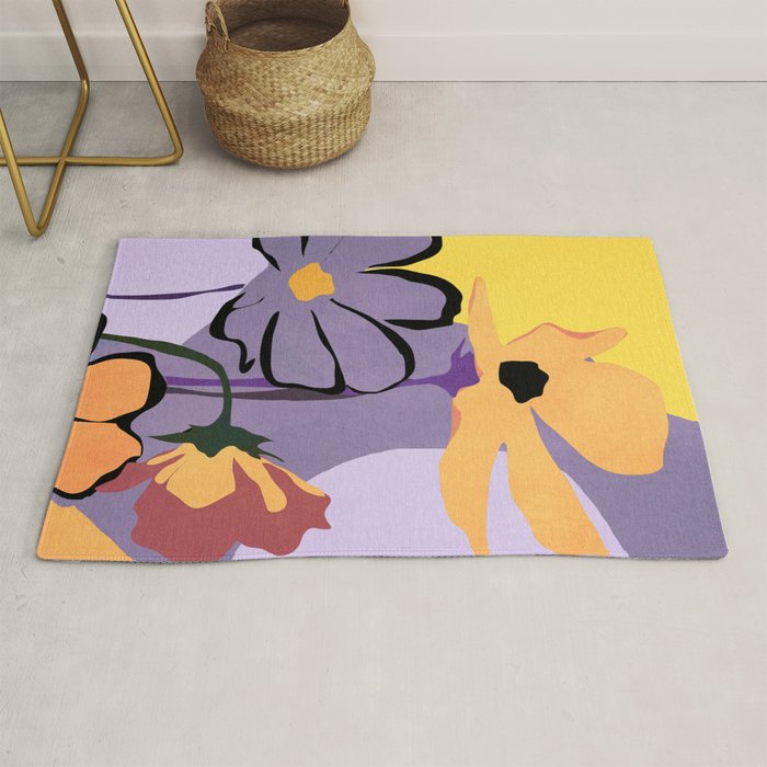 Modern Abstract Art Flowers 16 Rug Gallery Image 1