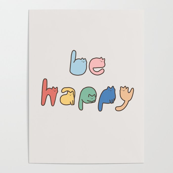 be happy cats typo Poster Gallery Image 4