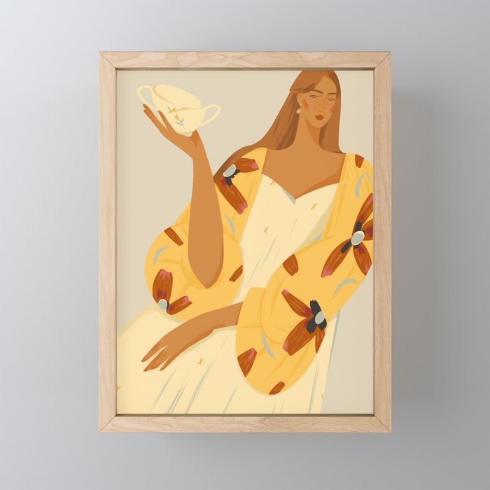 portrait of a red-haired girl with a cup Mini Art Print Gallery Image 1