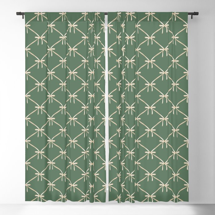 Bows & Ribbons Pattern XXVI Natural Green Window Curtain Gallery Image 5
