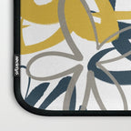 Lotus Garden Painted Floral Pattern in Light Mustard Yellow, Navy Blue, and Gray on White Laptop Sleeve Gallery Image 3