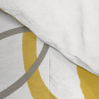 Lotus Garden Painted Floral Pattern in Light Mustard Yellow, Navy Blue, and Gray on White Comforter Gallery Image 4