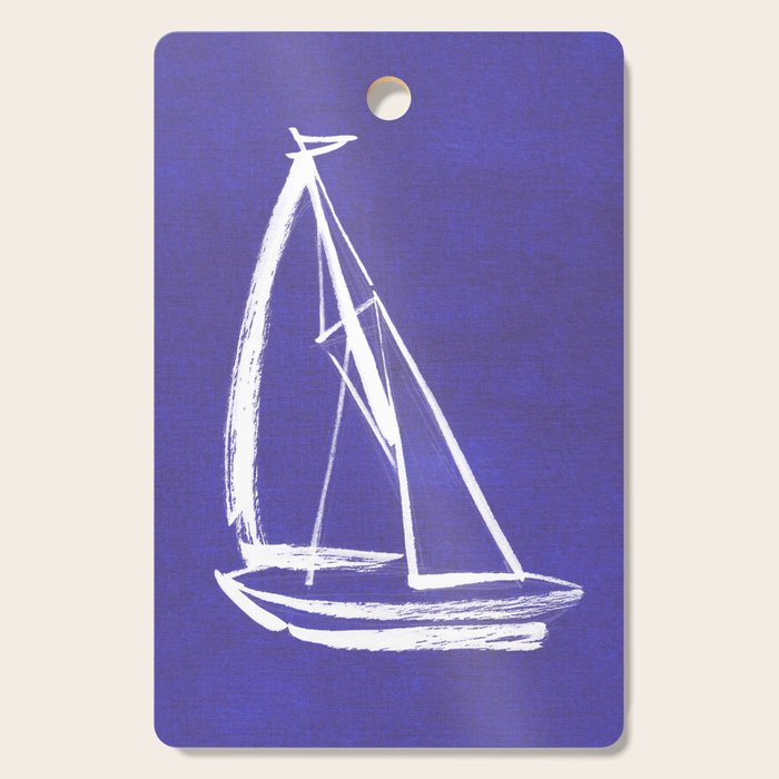 Sailboat Drawing - Indigo Blue Cutting Board Gallery Image 1
