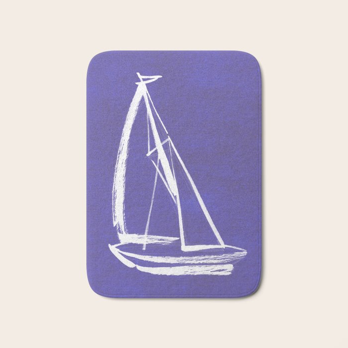 Sailboat Drawing - Indigo Blue Bath Mat Gallery Image 1