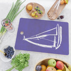 Sailboat Drawing - Indigo Blue Cutting Board Gallery Image 2